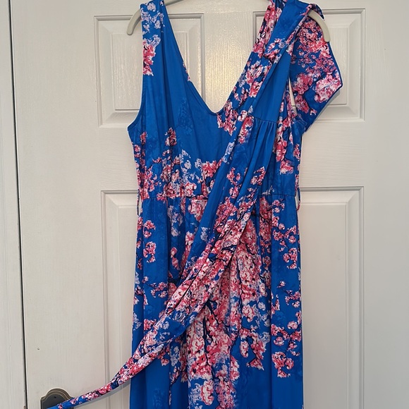 Hotsquash London maxi dress sz 12 (US) w belt NWT cherry blossom print - Picture 6 of 9